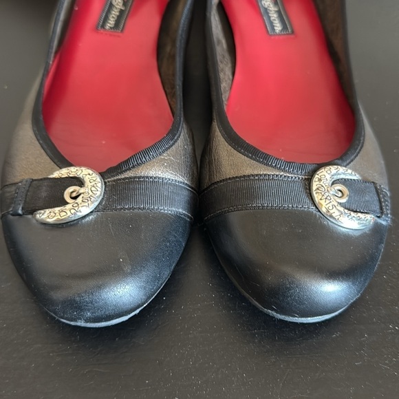 Brighton Ballet Leather Black + Pewter Slides Womens Slip On Comfort Shoes 8 1/2 - Picture 3 of 9